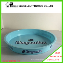 Logo Printed Plastic Round Bar Serving Tray (EP-T411122)